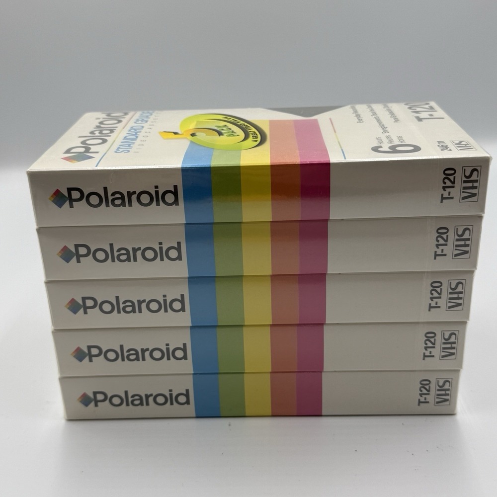 Polaroid T-120 VHS Tapes 5 Pack Sealed‎ Standard Grade Video Cassettes